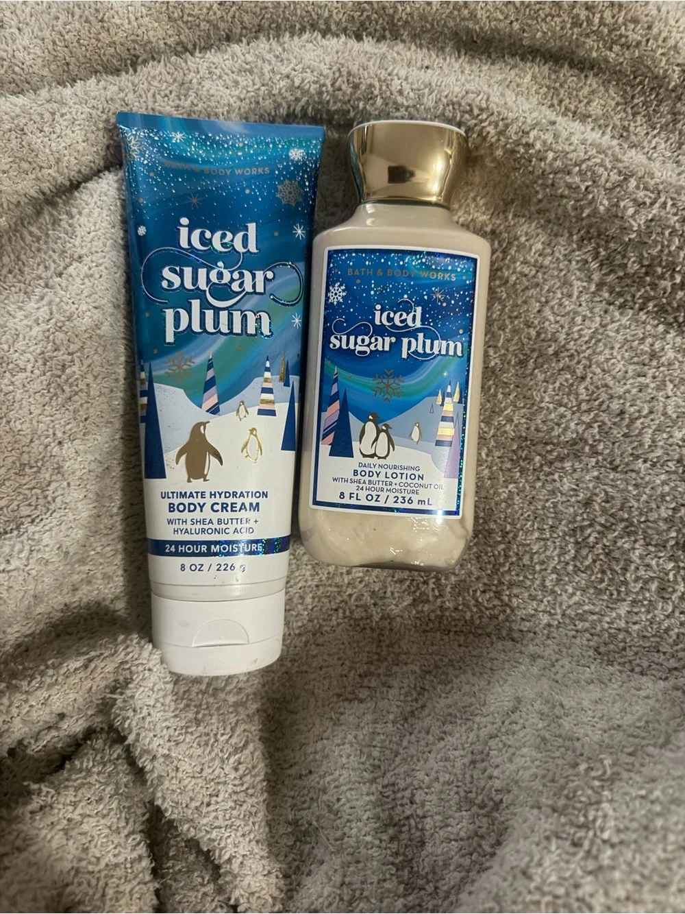 Bath & Body Works Limited Edition Iced Sugar Plum Body Cream & Lotion - Blue